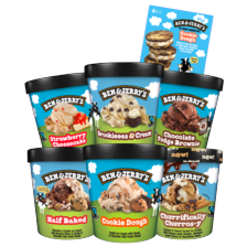 Ben & Jerry's pints of cookie dough sandwich